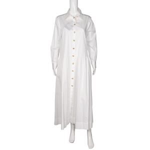 CYNTHIA ROWLEY White Cotton Button-Down Midi Dress Size L